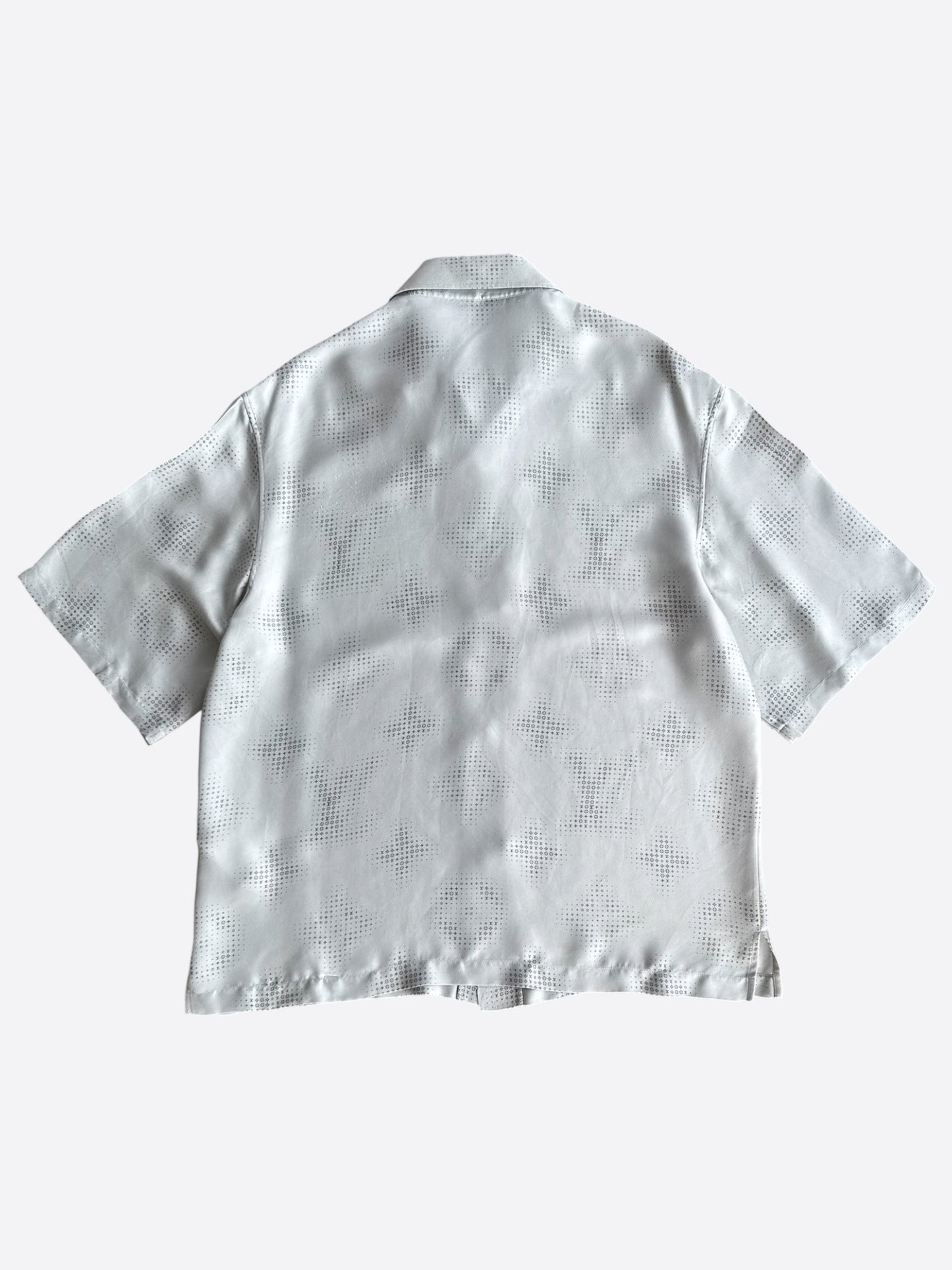 Louis Vuitton Grey LV Pixel Monogram Silk Button Up Shirt