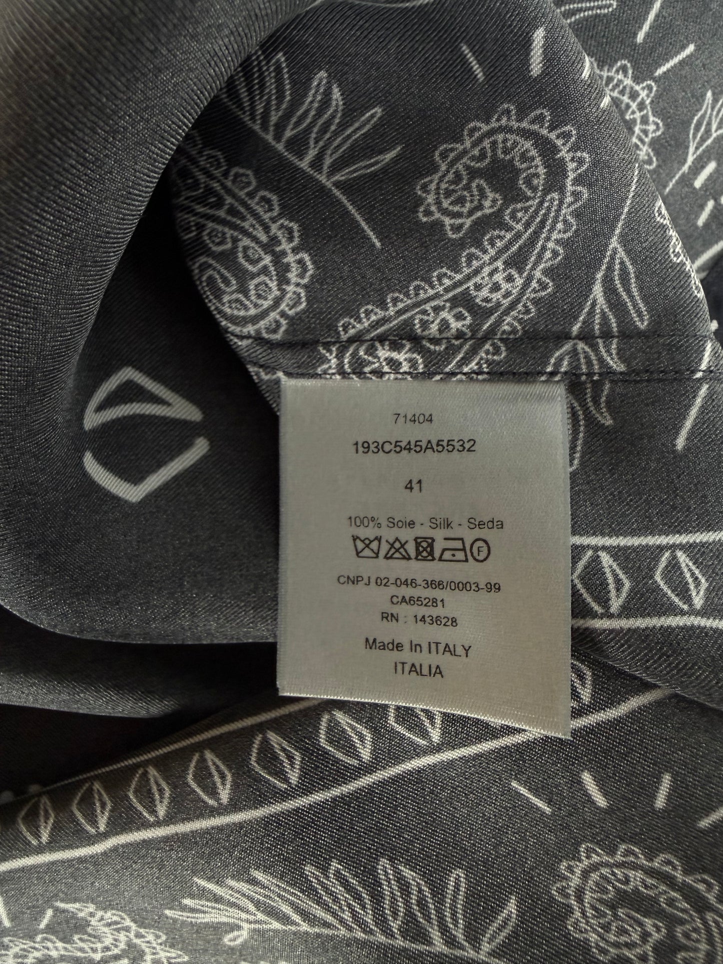 Dior Cactus Jack Navy & White Diamond Bandana Print Silk Button Up Shirt