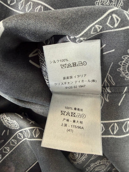 Dior Cactus Jack Navy & White Diamond Bandana Print Silk Button Up Shirt