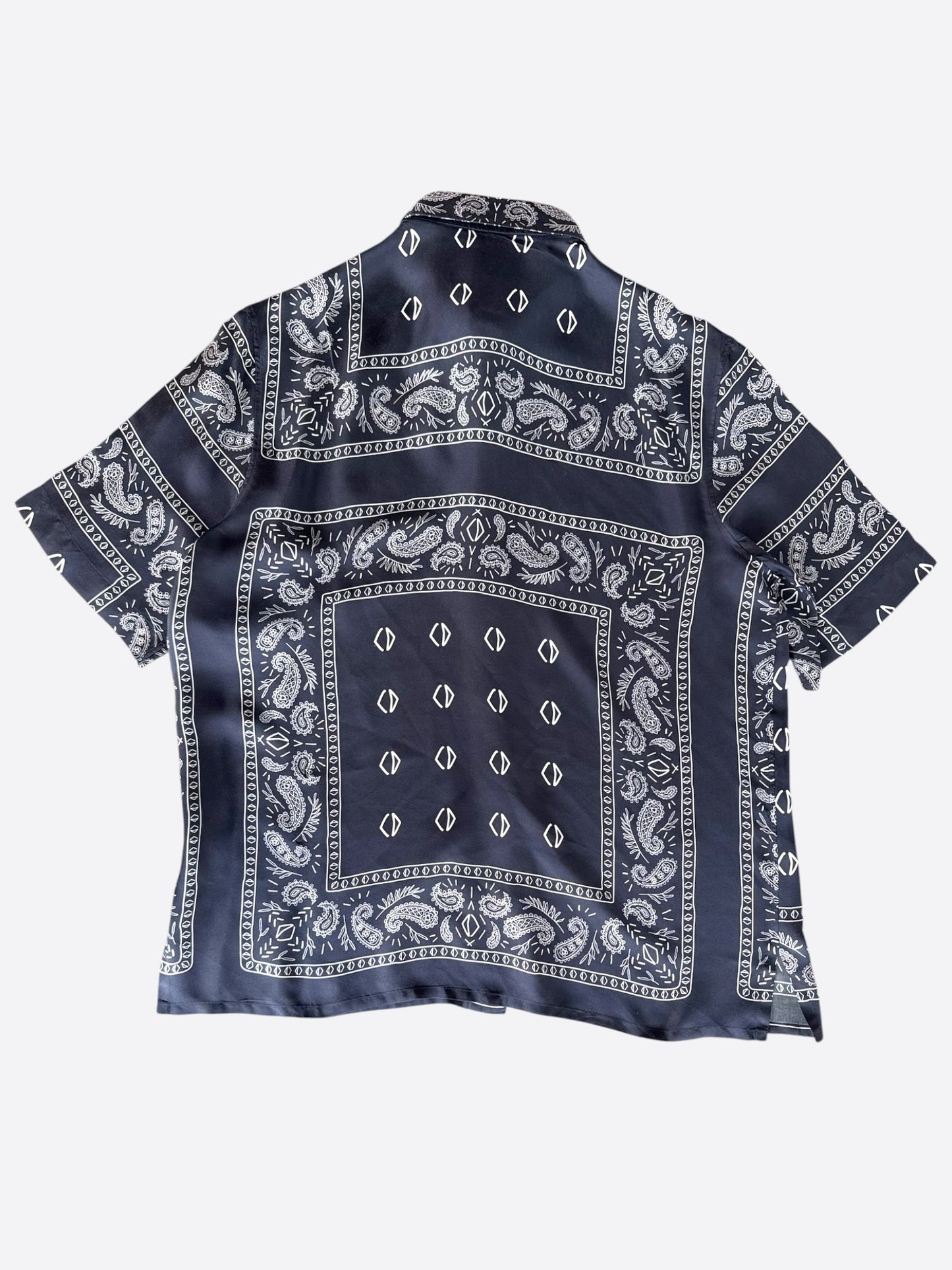 Dior Cactus Jack Navy & White Diamond Bandana Print Silk Button Up Shirt