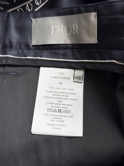 Dior Cactus Jack Navy & White Diamond Bandana Print Silk Shorts