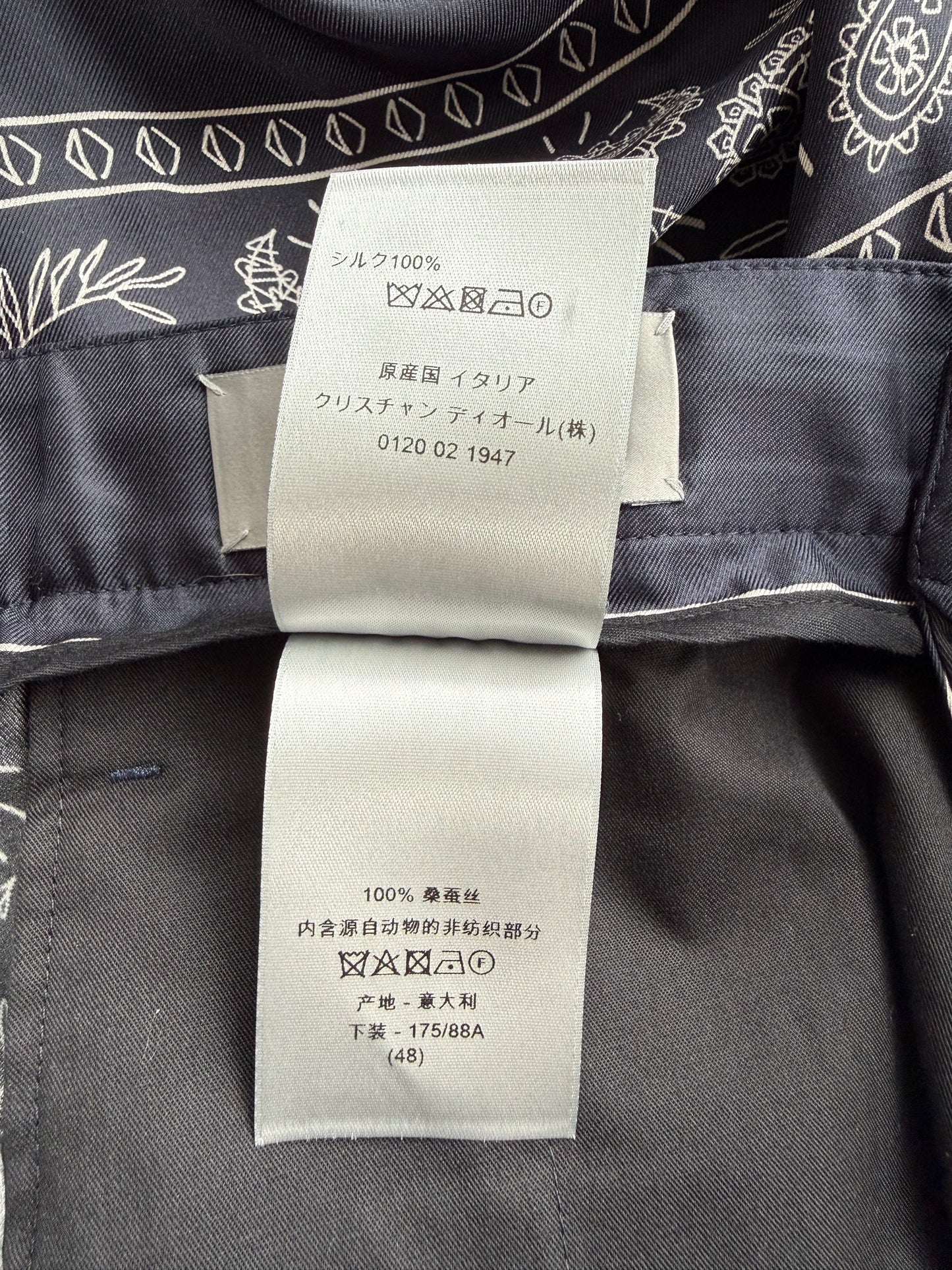 Dior Cactus Jack Navy & White Diamond Bandana Print Silk Shorts