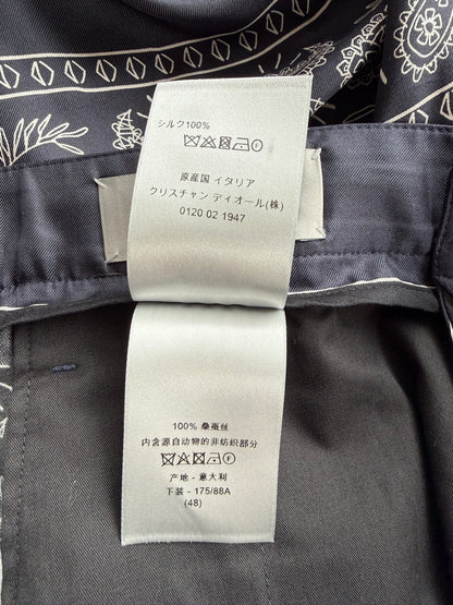 Dior Cactus Jack Navy & White Diamond Bandana Print Silk Shorts