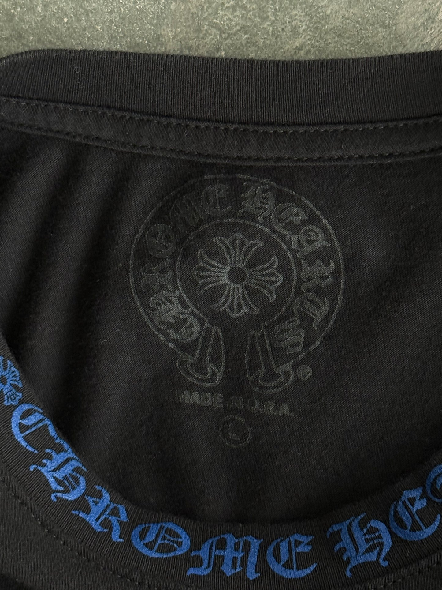 Chrome Hearts Black & Blue Neck Logo Longsleeve T-Shirt