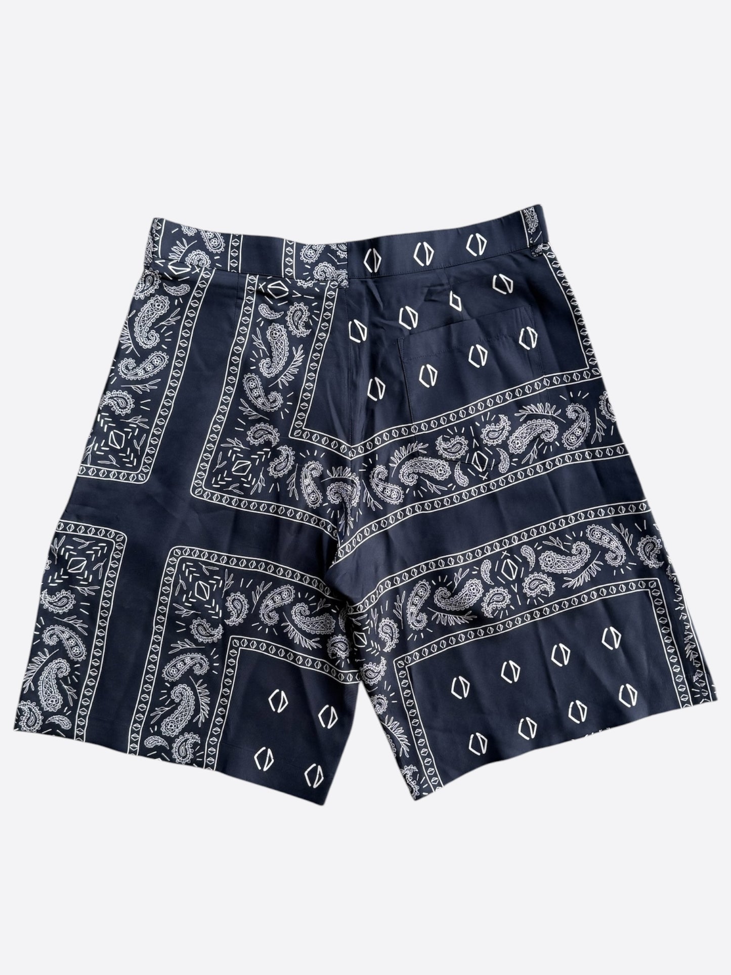 Dior Cactus Jack Navy & White Diamond Bandana Print Silk Shorts