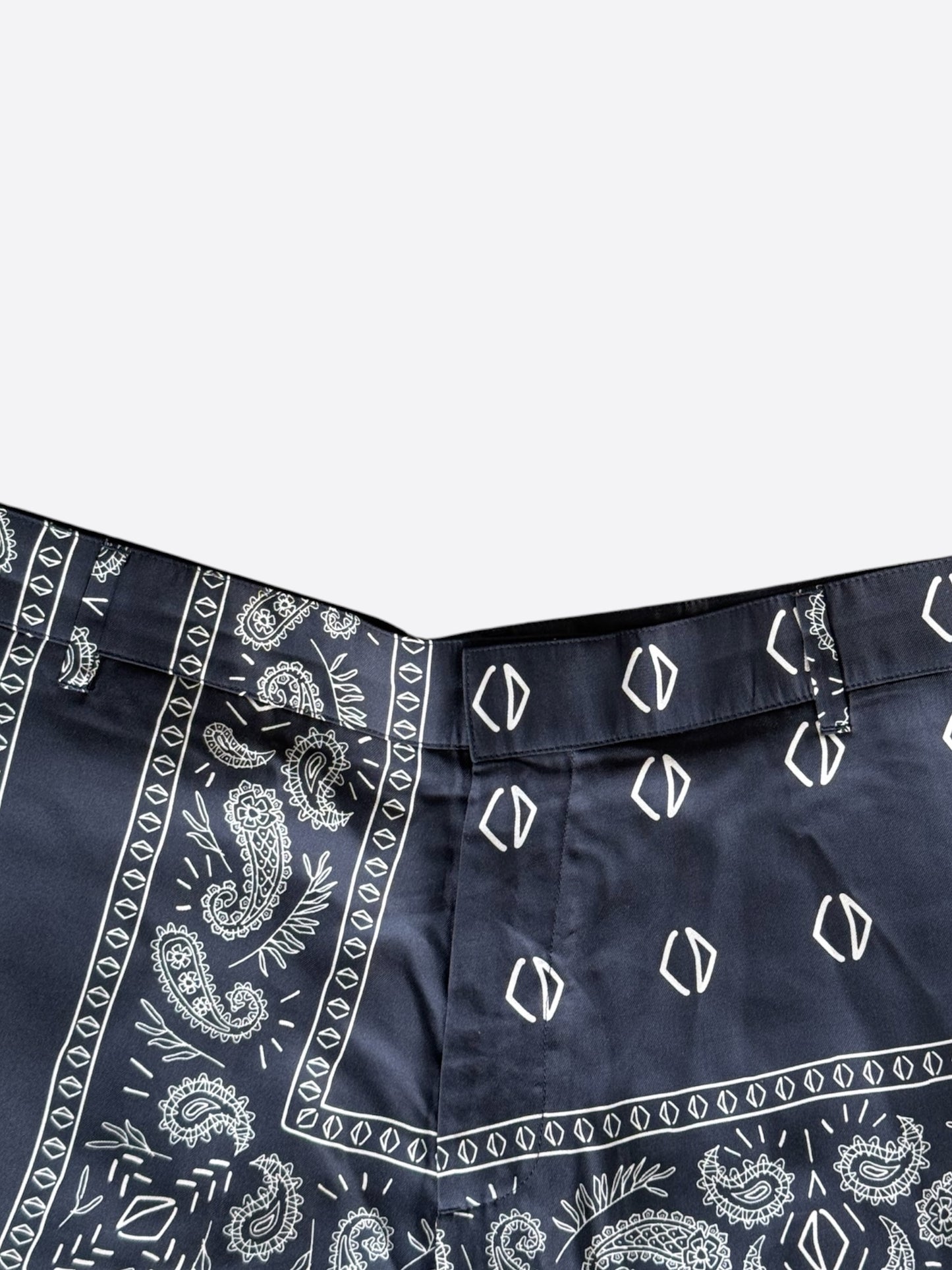 Dior Cactus Jack Navy & White Diamond Bandana Print Silk Shorts