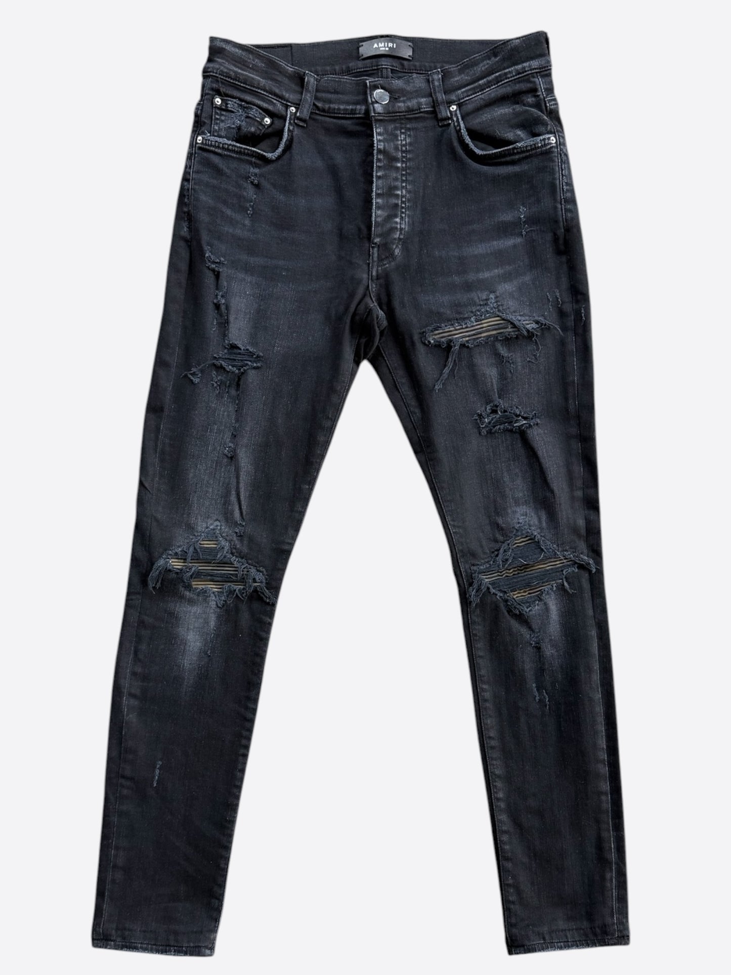 Amiri Aged Black Camouflage Patch MX1 Jeans