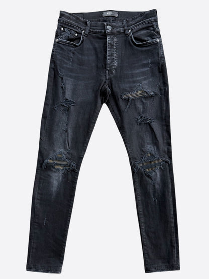Amiri Aged Black Camouflage Patch MX1 Jeans