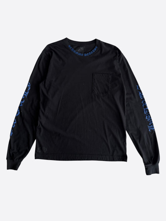 Chrome Hearts Black & Blue Neck Logo Longsleeve T-Shirt
