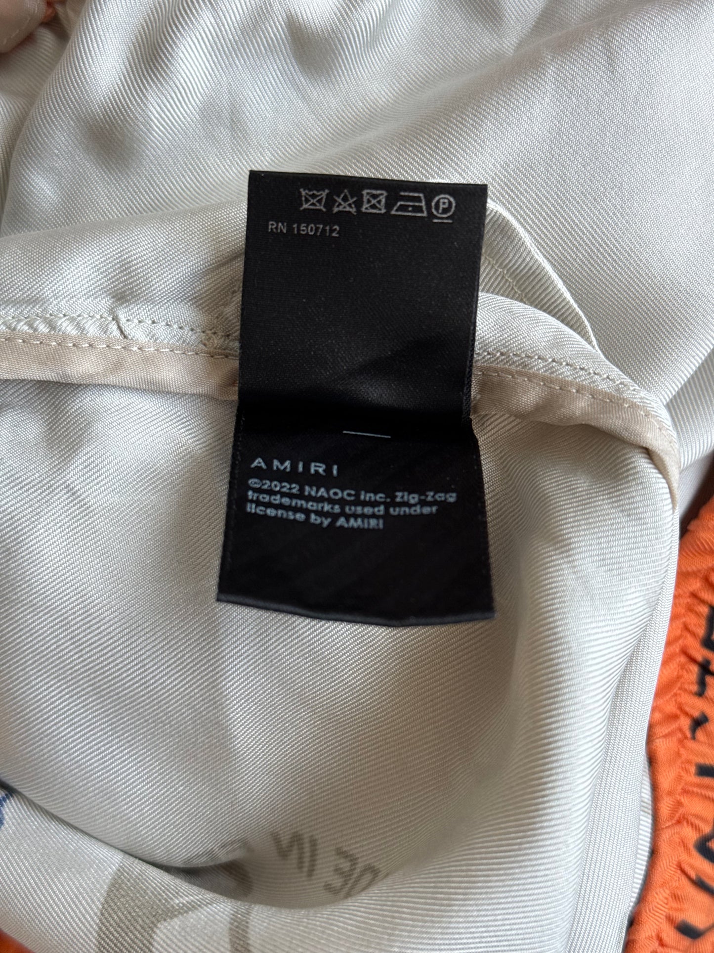 Amiri Beige & Orange Zig-Zag Silk Shorts