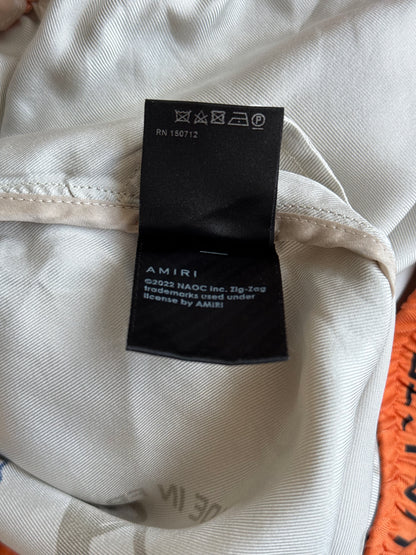 Amiri Beige & Orange Zig-Zag Silk Shorts