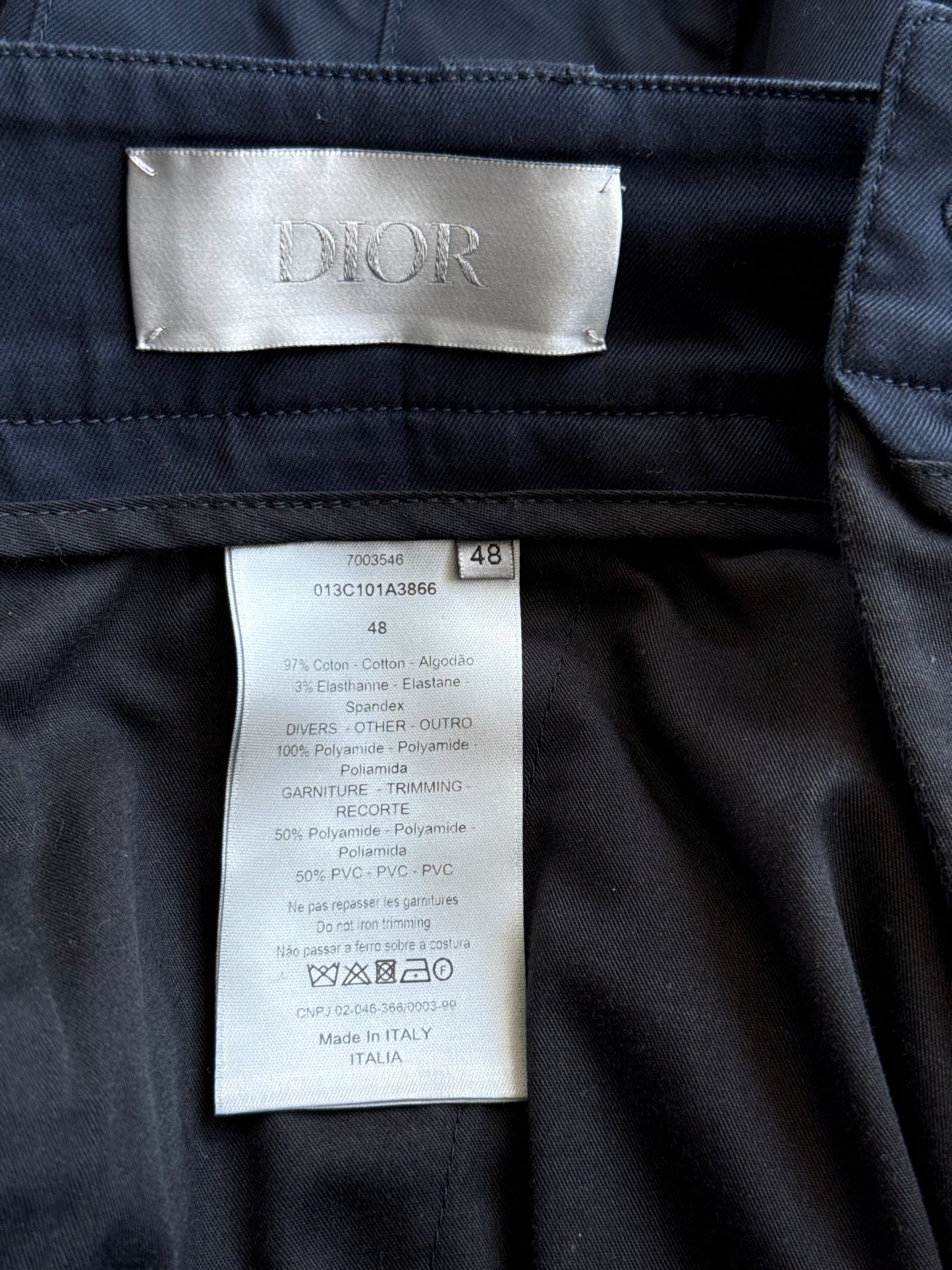 Dior Navy Double Pocket Cargo Pants