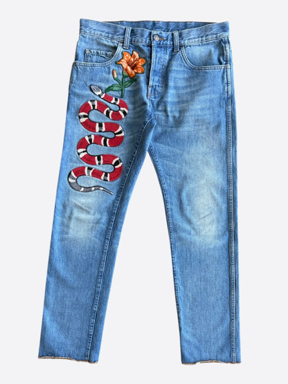 Gucci Blue Snake Denim Jeans