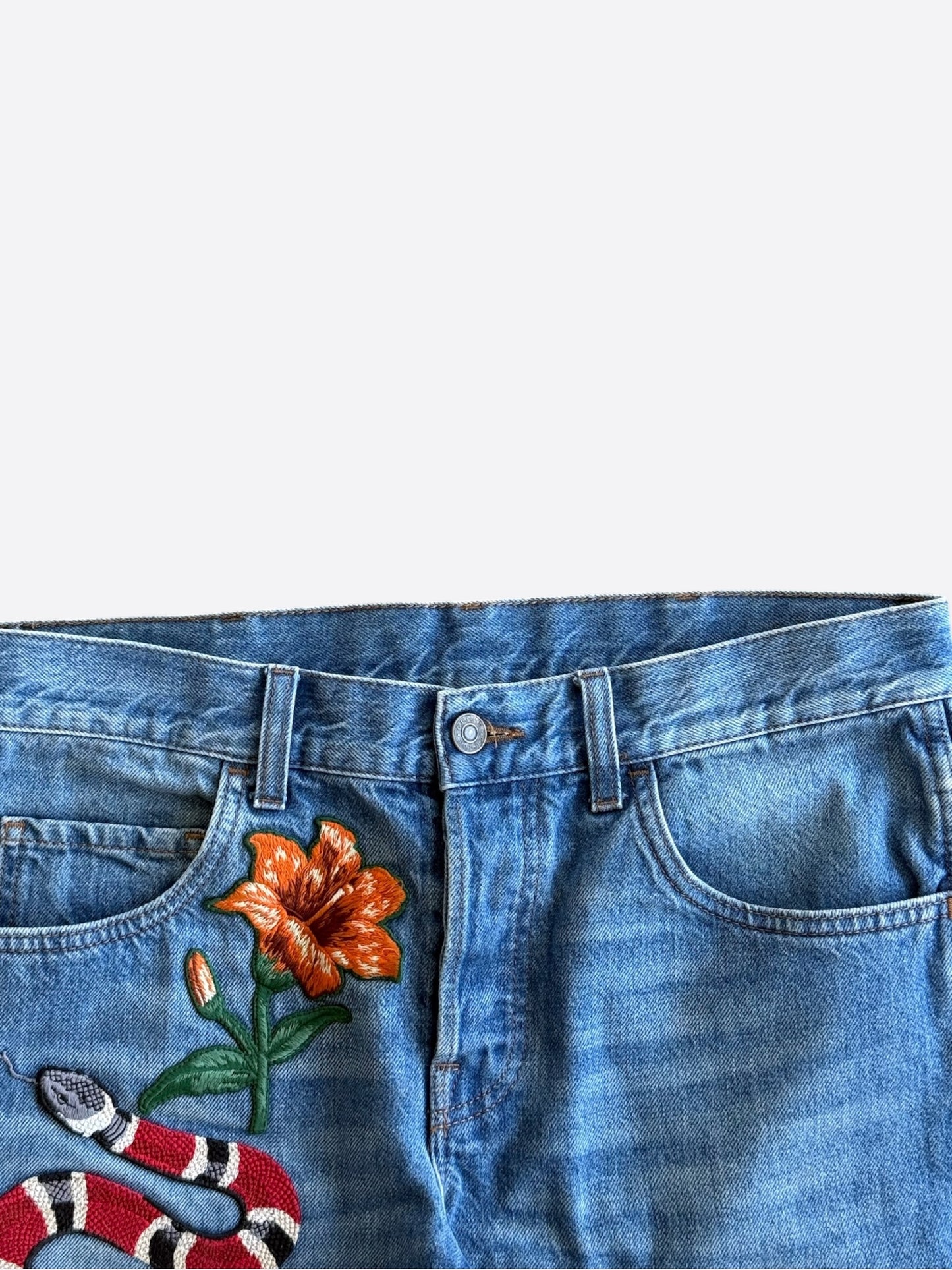 Gucci Blue Snake Denim Jeans