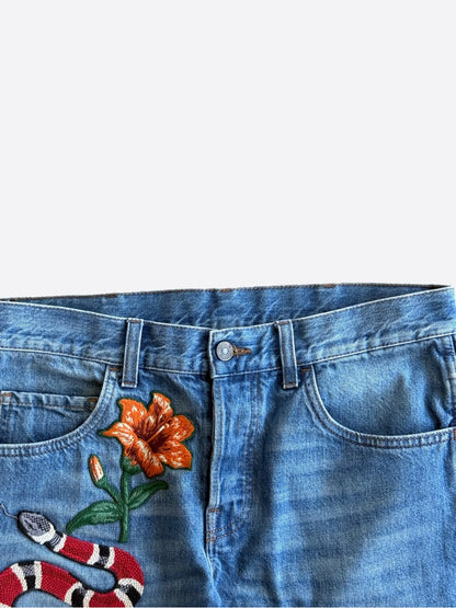 Gucci Blue Snake Denim Jeans