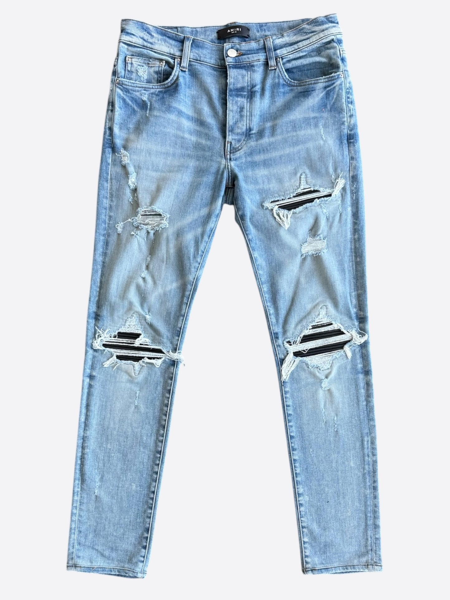 Amiri Light Indigo & Black Patch MX1 Jeans