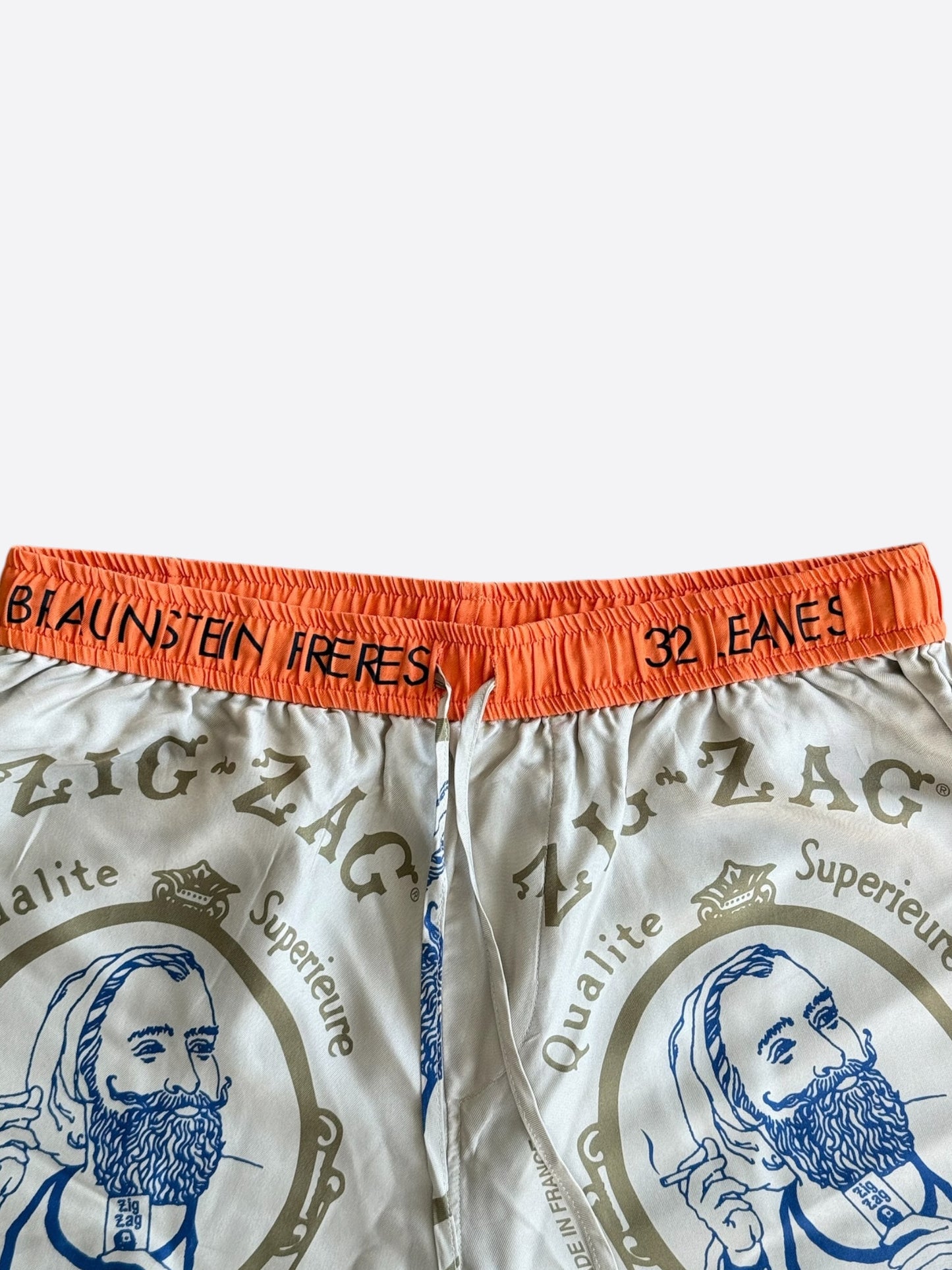 Amiri Beige & Orange Zig-Zag Silk Shorts