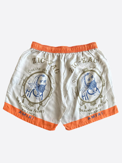 Amiri Beige & Orange Zig-Zag Silk Shorts
