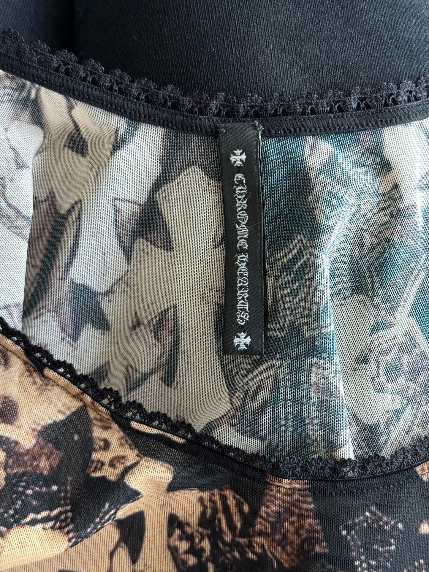 Chrome Hearts Brown All Over Cross Print Mesh Body Suit