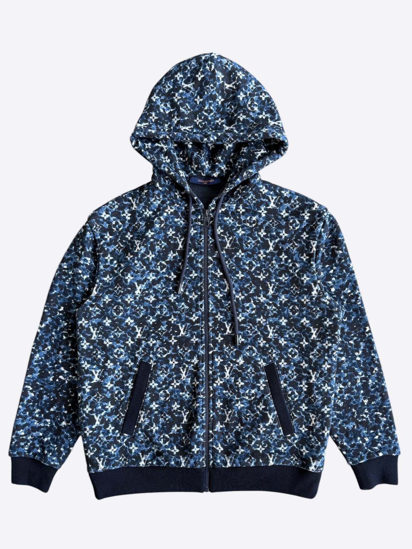 Louis Vuitton Blue Pointillism Monogram Zip Up Hoodie