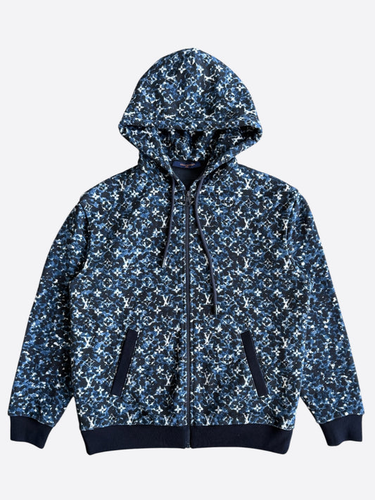 Louis Vuitton Blue Pointillism Monogram Zip Up Hoodie