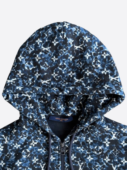 Louis Vuitton Blue Pointillism Monogram Zip Up Hoodie