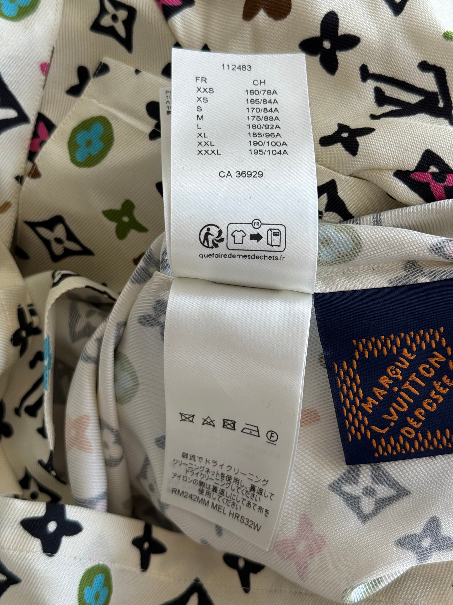 Louis Vuitton Tyler Cream Multicolor Monogram Silk Button Up Shirt