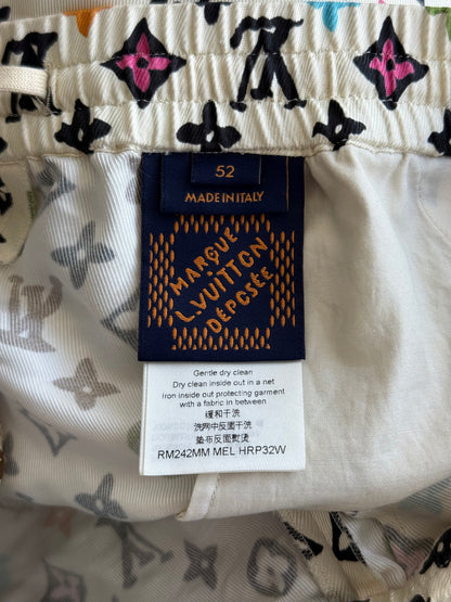 Louis Vuitton Tyler Cream Multicolor Monogram Silk Shorts