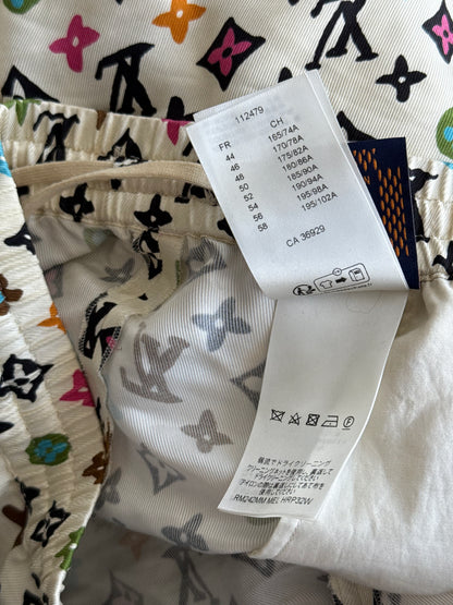 Louis Vuitton Tyler Cream Multicolor Monogram Silk Shorts