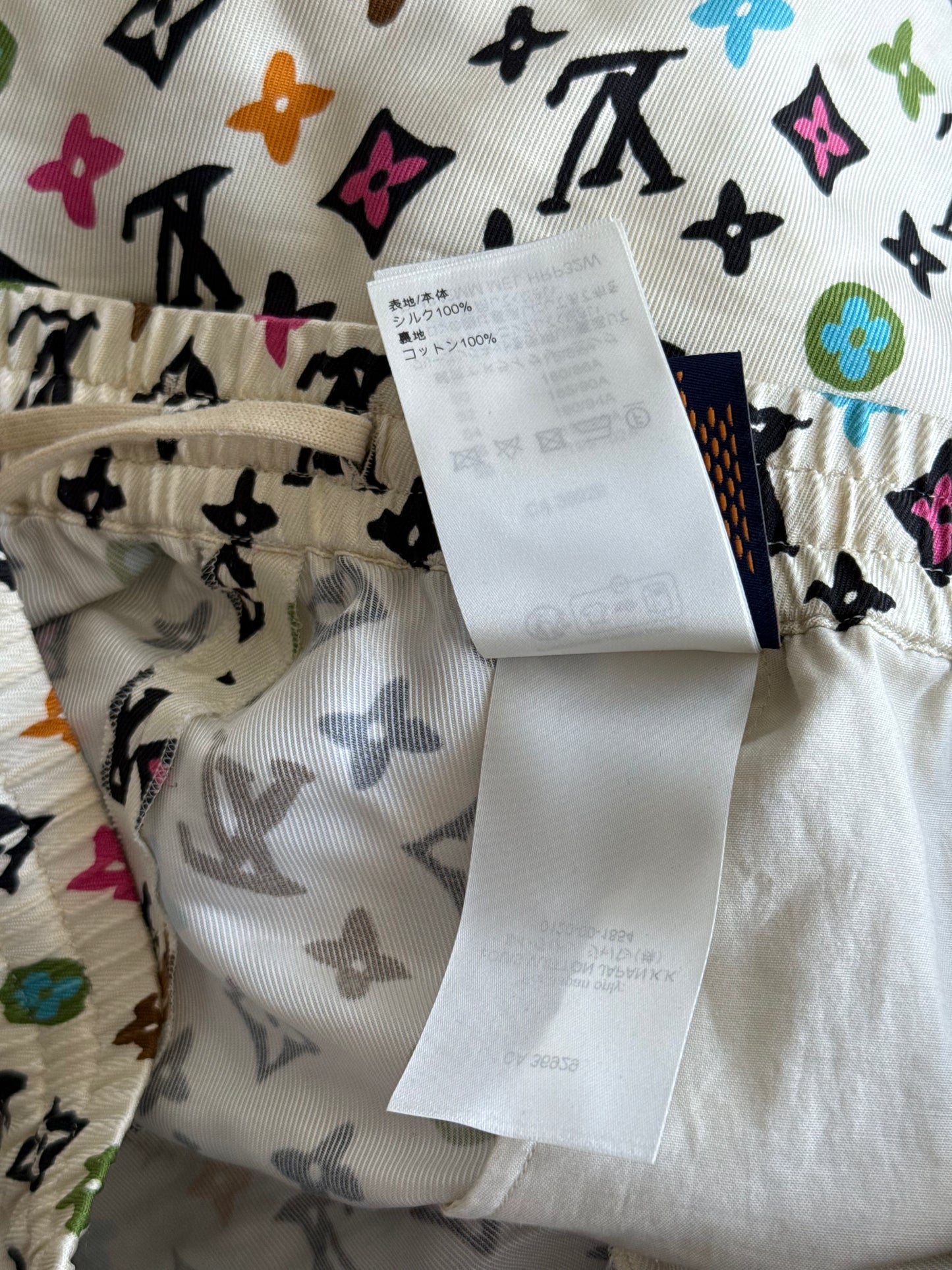 Louis Vuitton Tyler Cream Multicolor Monogram Silk Shorts
