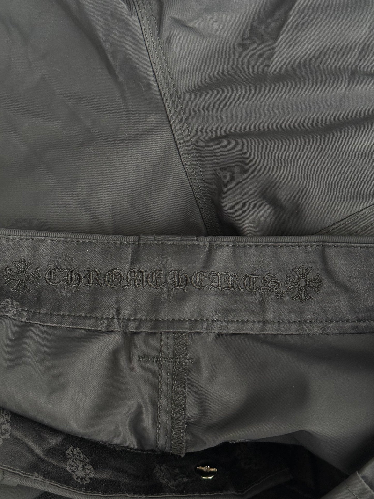 Chrome Hearts Black Nylon & Leather Carpenter Pants