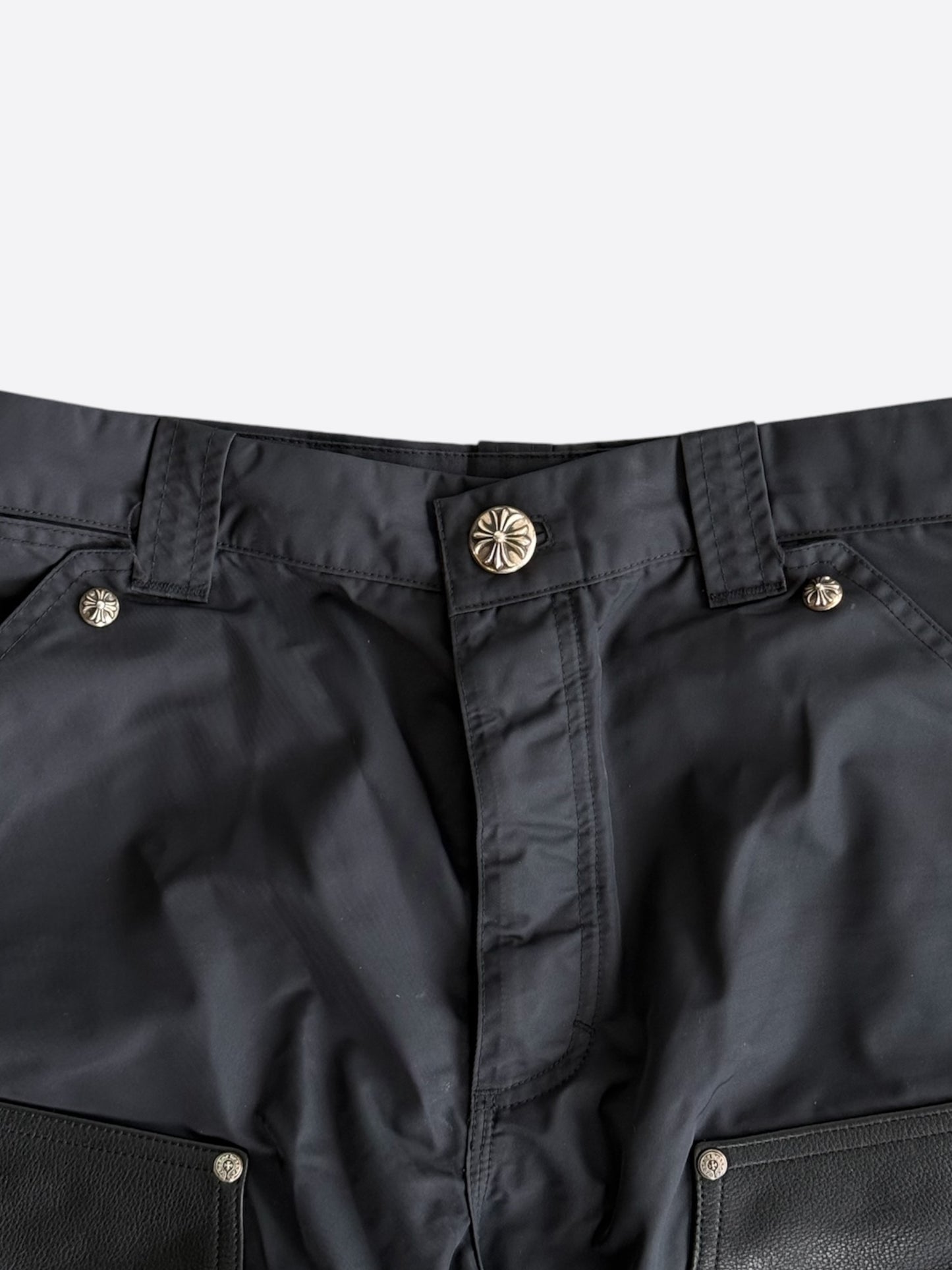 Chrome Hearts Black Nylon & Leather Carpenter Pants