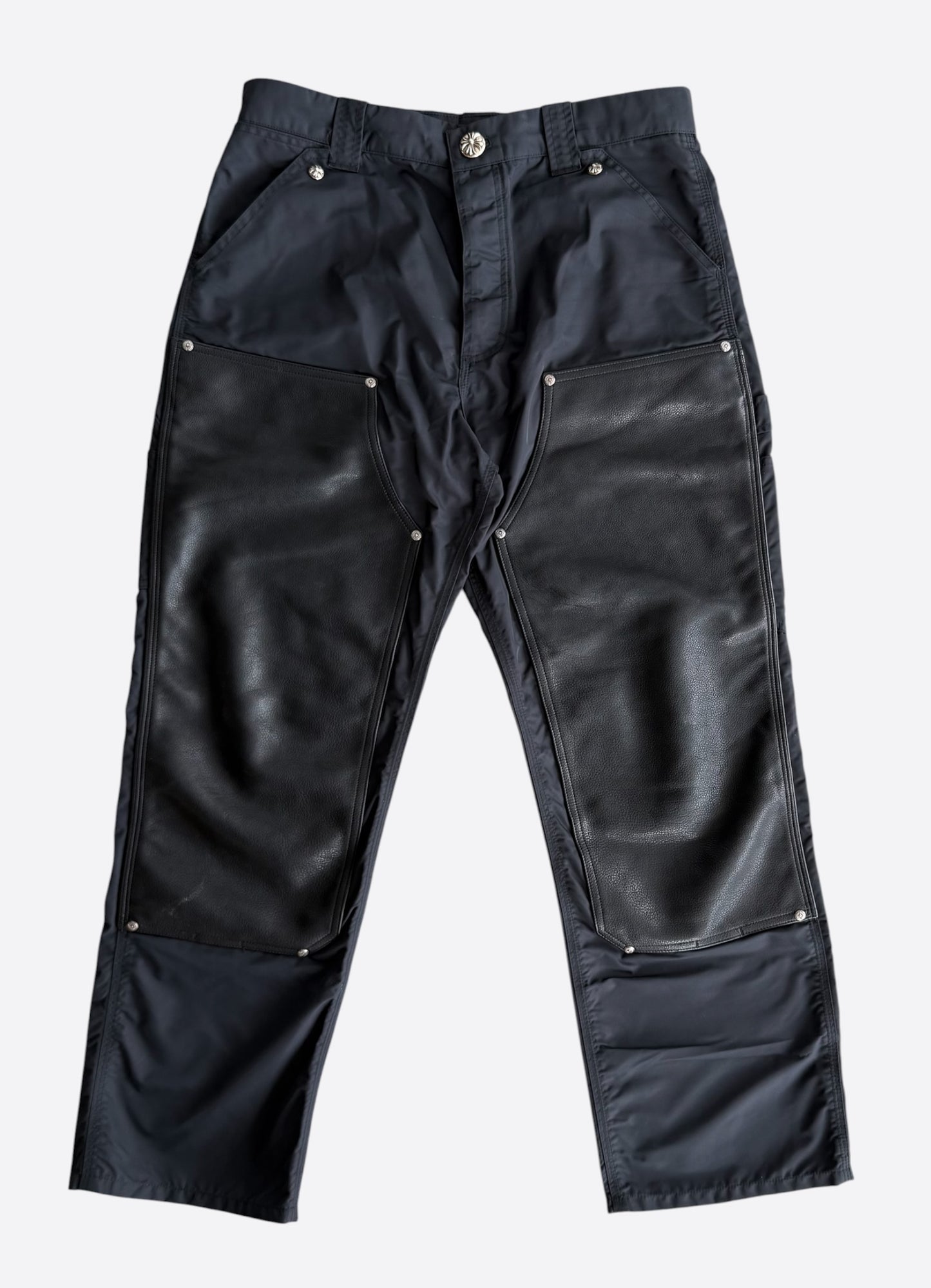Chrome Hearts Black Nylon & Leather Carpenter Pants