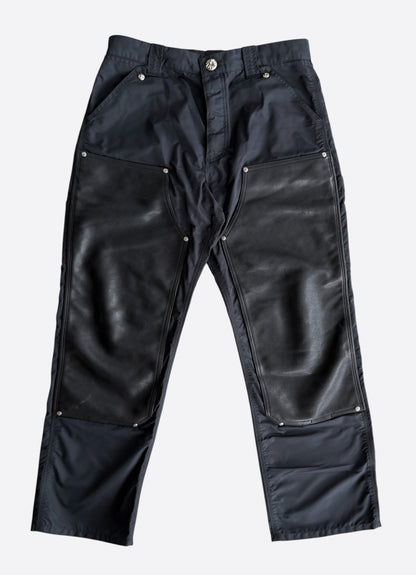 Chrome Hearts Black Nylon & Leather Carpenter Pants