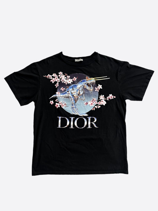 Dior Sorayama Black Dinosaur Logo T-Shirt