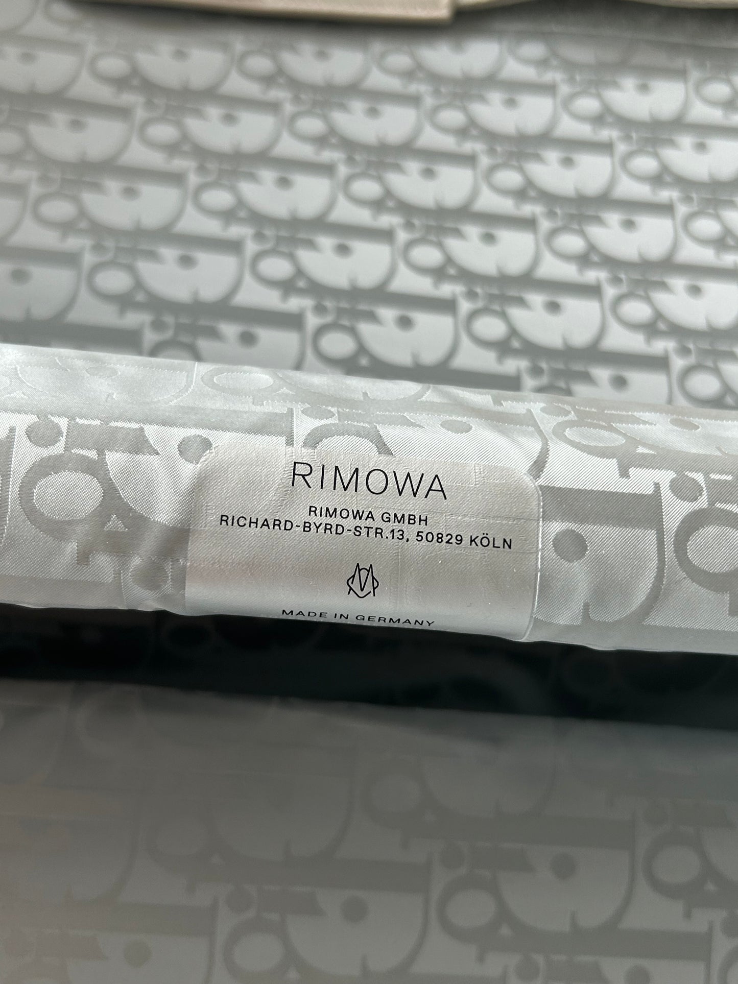 Dior Rimowa Silver & Blue Oblique Carry-On Luggage