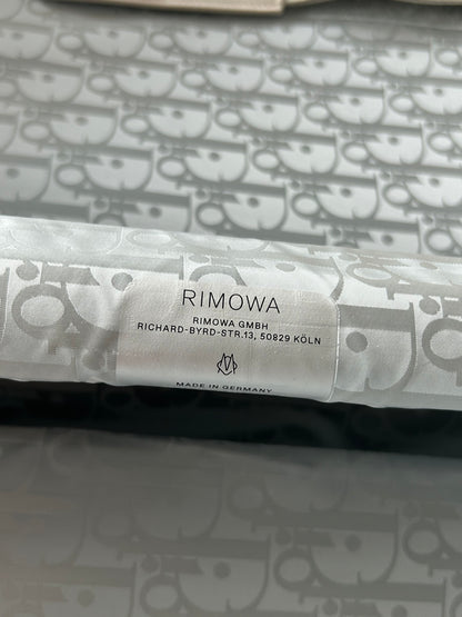 Dior Rimowa Silver & Blue Oblique Carry-On Luggage