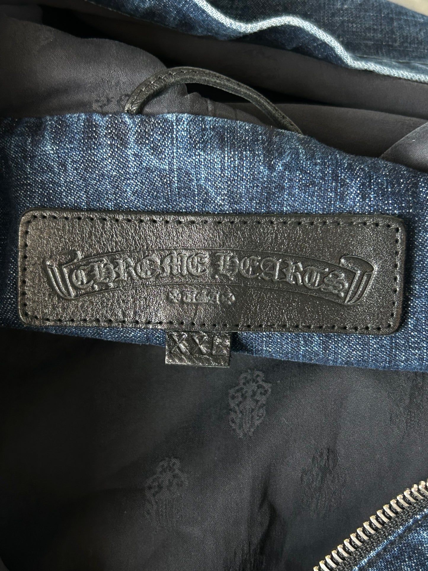 Chrome Hearts Blue & White Cross Patch Denim Anorak