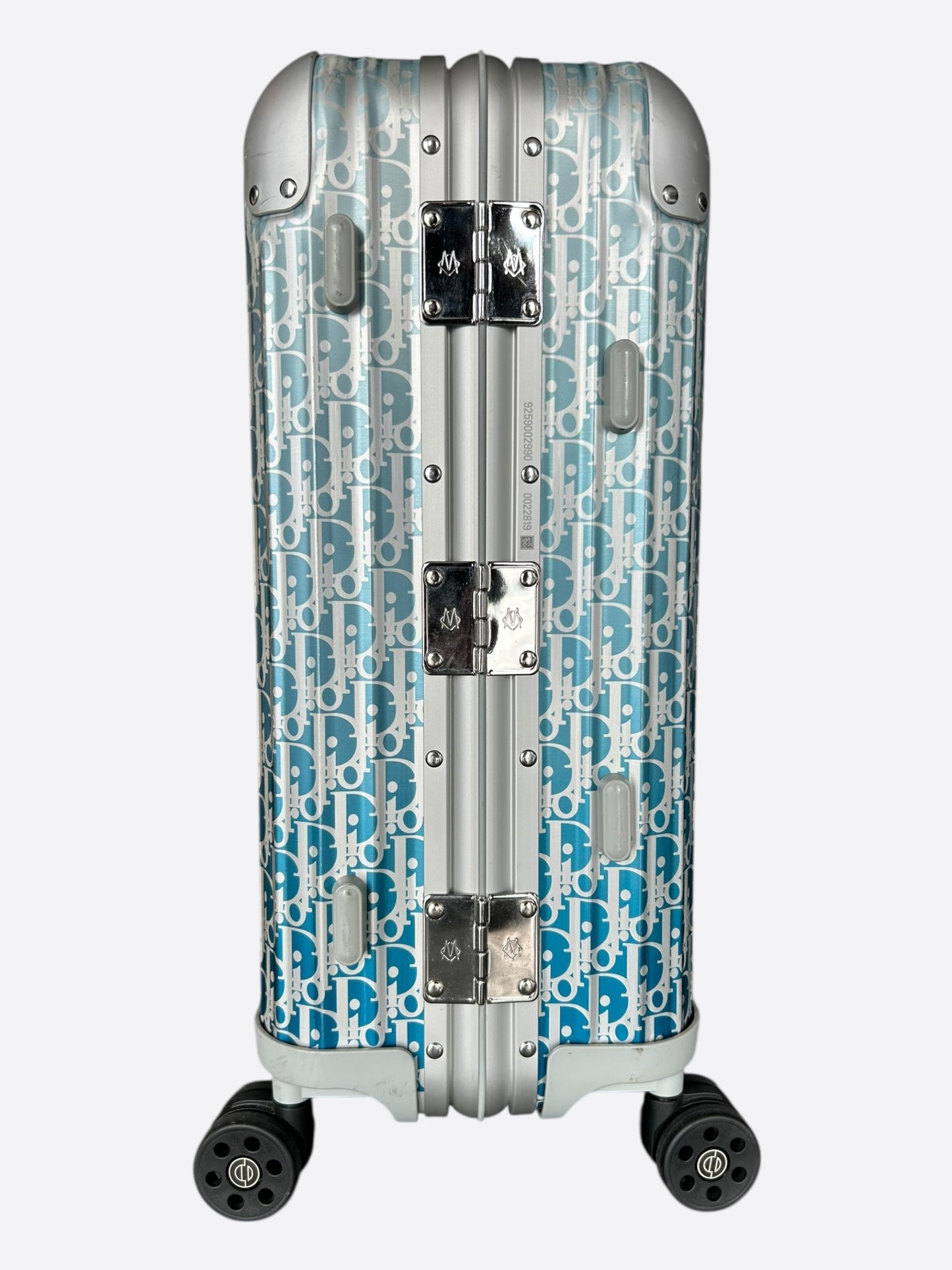 Dior Rimowa Silver & Blue Oblique Carry-On Luggage
