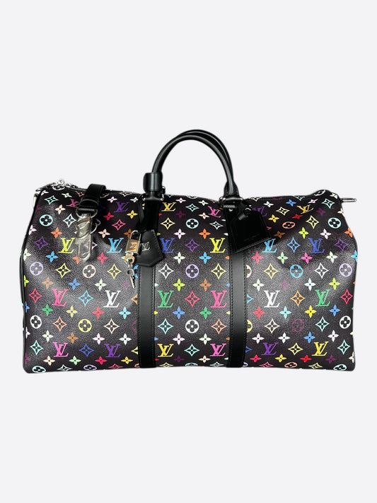 Louis Vuitton Takashi Murakami Black & Multicolor Monogram Keepall 50