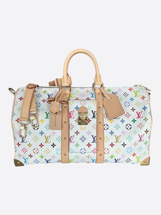 Louis Vuitton Takashi Murakami White & Multicolor Monogram Keepall 45