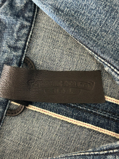 Chrome Hearts Blue & Black Cross Patch Denim Button Up Shirt