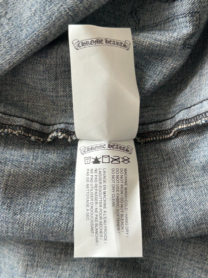 Chrome Hearts Blue & Black Cross Patch Denim Button Up Shirt