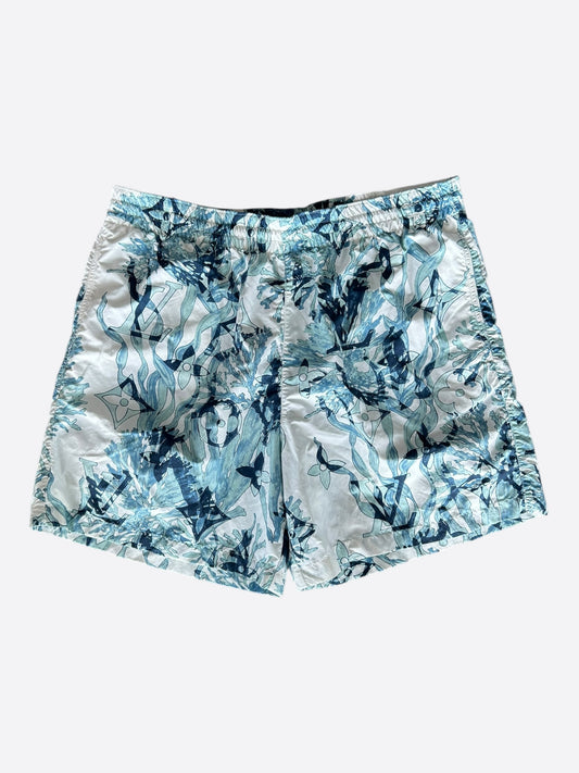 Louis Vuitton Blue & White Aquagarden Monogram Swimshorts