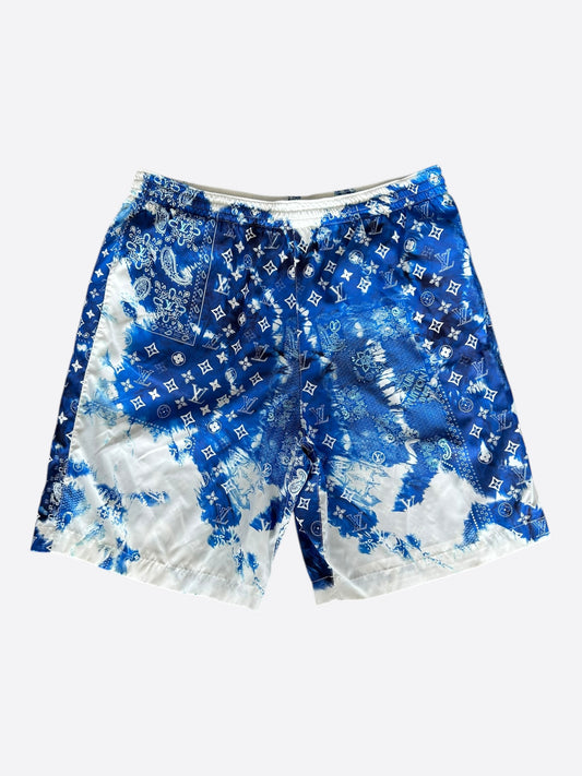 Louis Vuitton Blue Bleached Bandana Monogram Swim Shorts