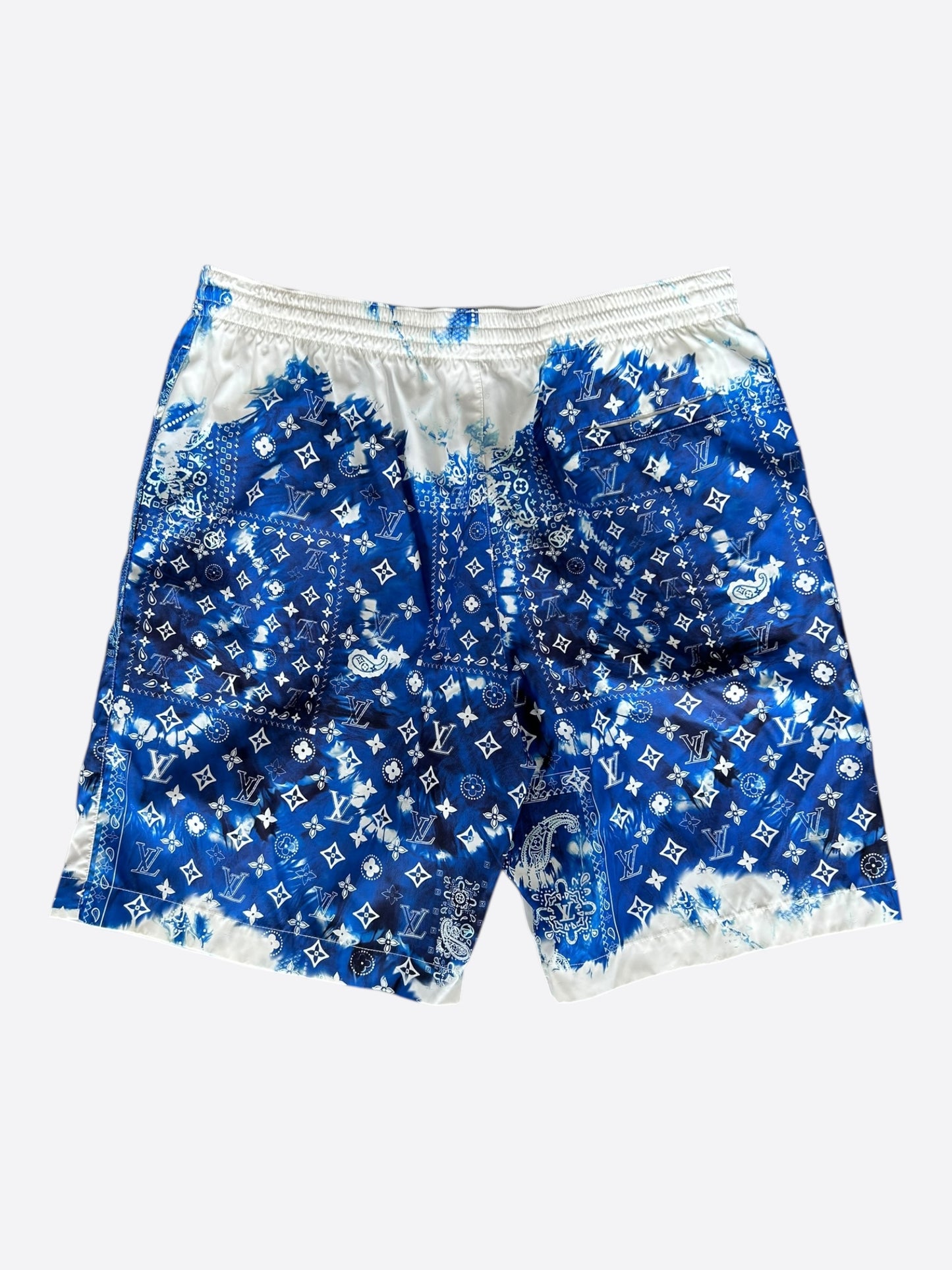 Louis Vuitton Blue Bleached Bandana Monogram Swim Shorts