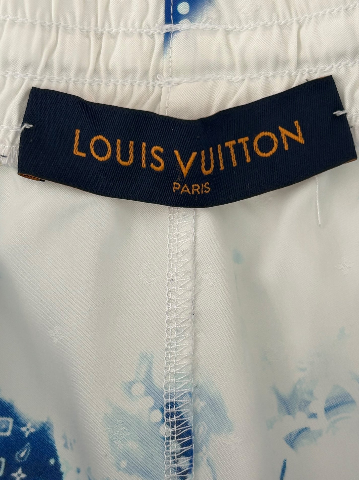 Louis Vuitton Blue Bleached Bandana Monogram Swim Shorts