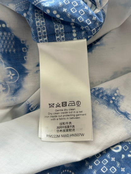 Louis Vuitton Blue Bleached Bandana Monogram Button Up Shirt