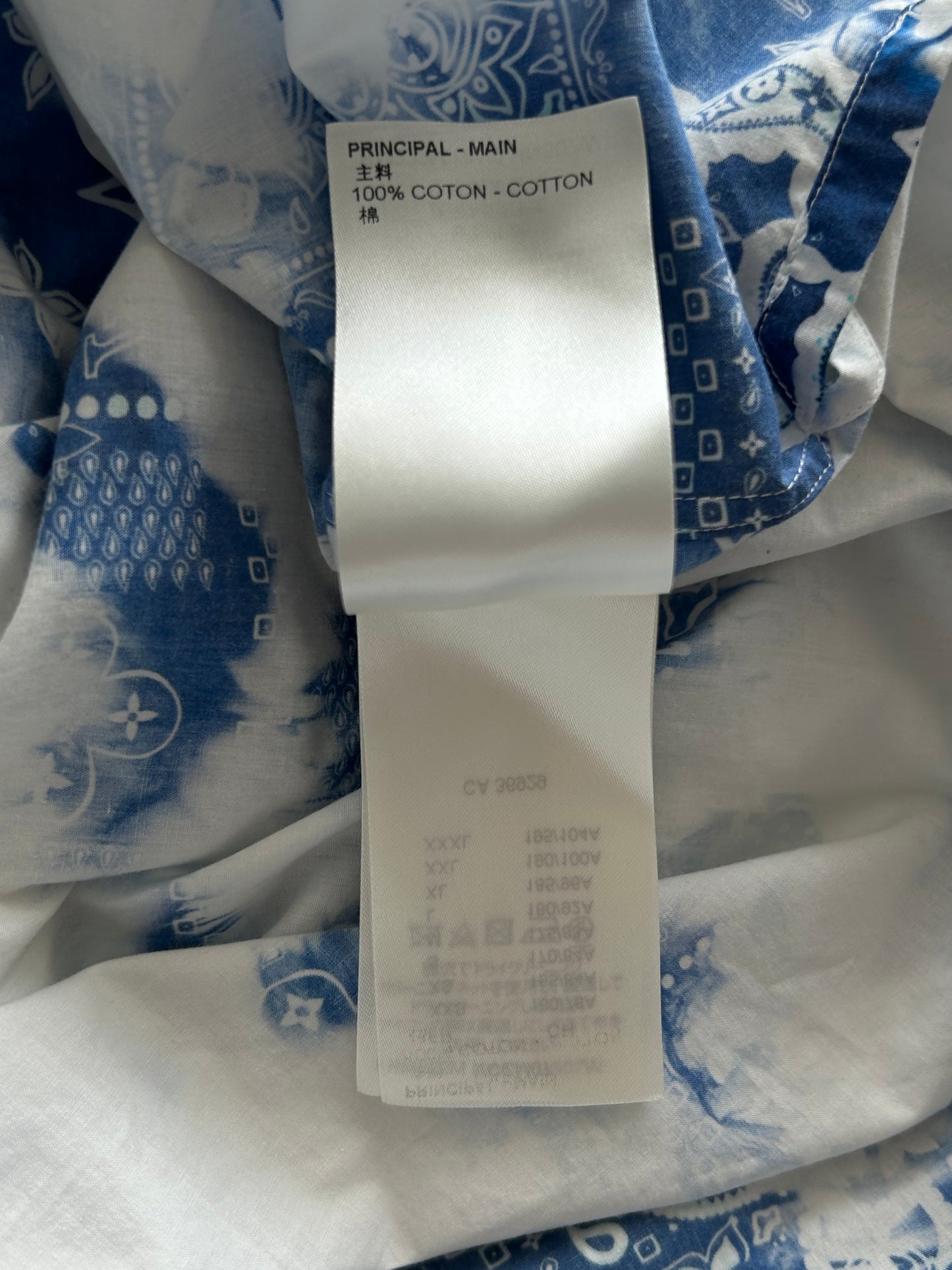 Louis Vuitton Blue Bleached Bandana Monogram Button Up Shirt