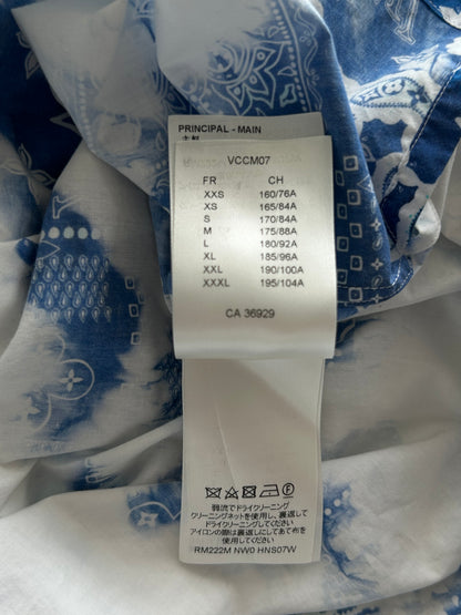 Louis Vuitton Blue Bleached Bandana Monogram Button Up Shirt